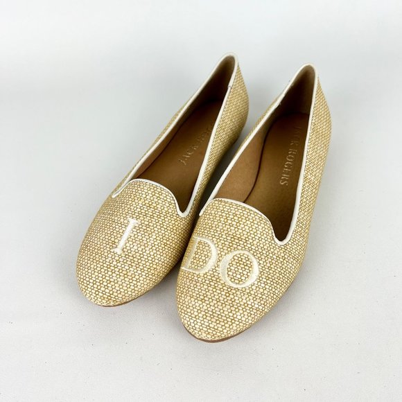 Jack Rogers I Do Raffia Loafers Bridal Wedding Slip On Natural White size 6 - Picture 1 of 16